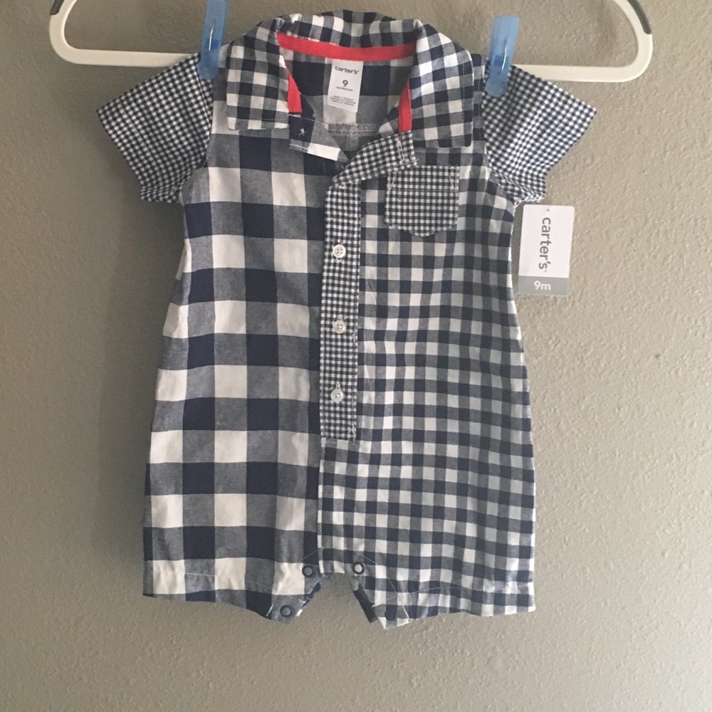 NWT Blue Checkered Romper by Carter’s